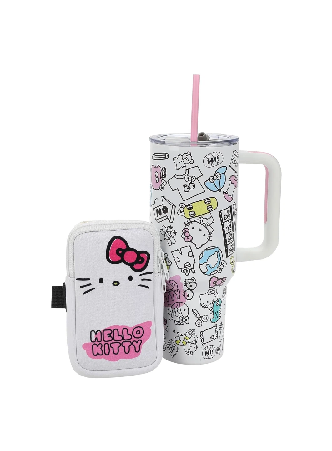 Hello Kitty Tumbler 40 oz with Straw & Zipper Pouch | New
