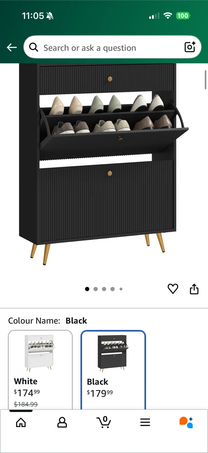 Black Shoe Cabinet with 3 Drawers-Like new! - photo 3