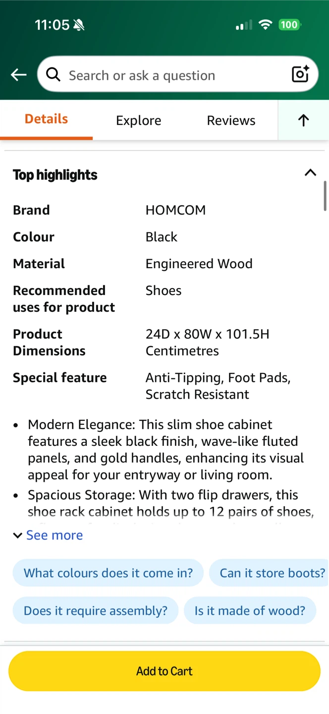 Black Shoe Cabinet with 3 Drawers-Like new! - photo 4