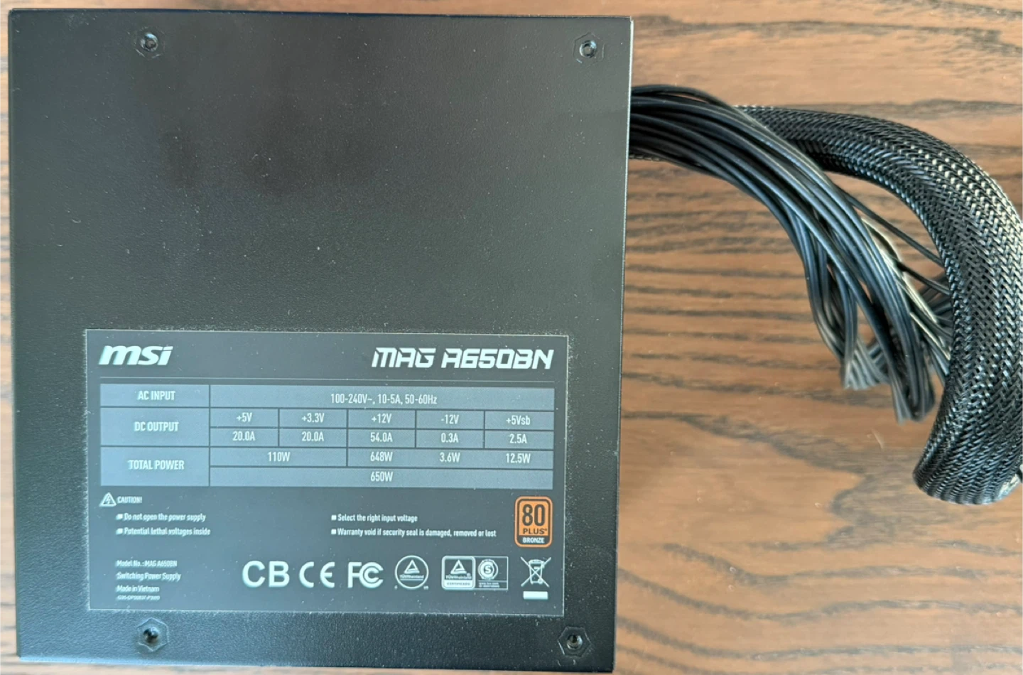 MSI MAG A650BN 650W Power Supply - Like New! - photo 2