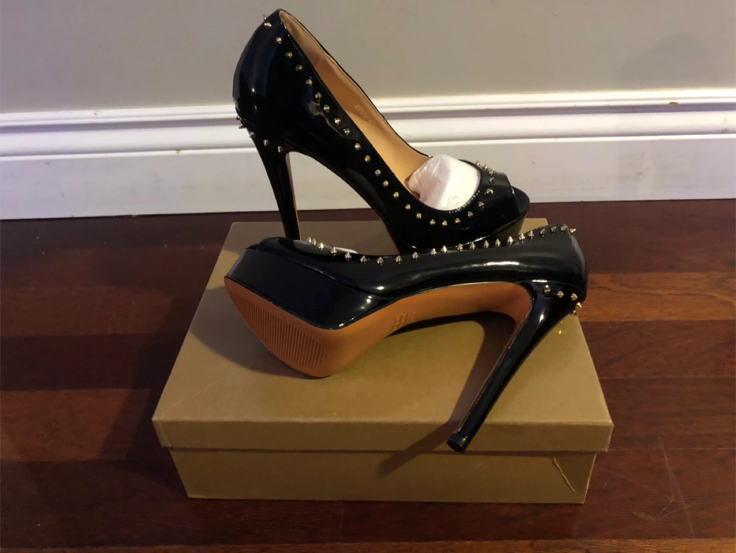 Richealnana Rivets Black Heels Size 11