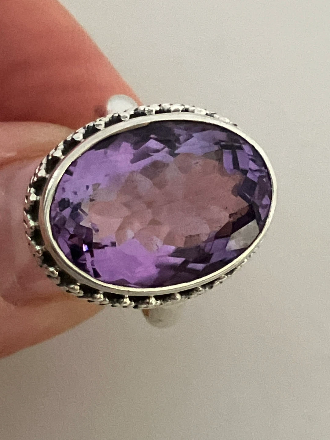 Amethyst, 925 Sterling Silver Ring, Size 7