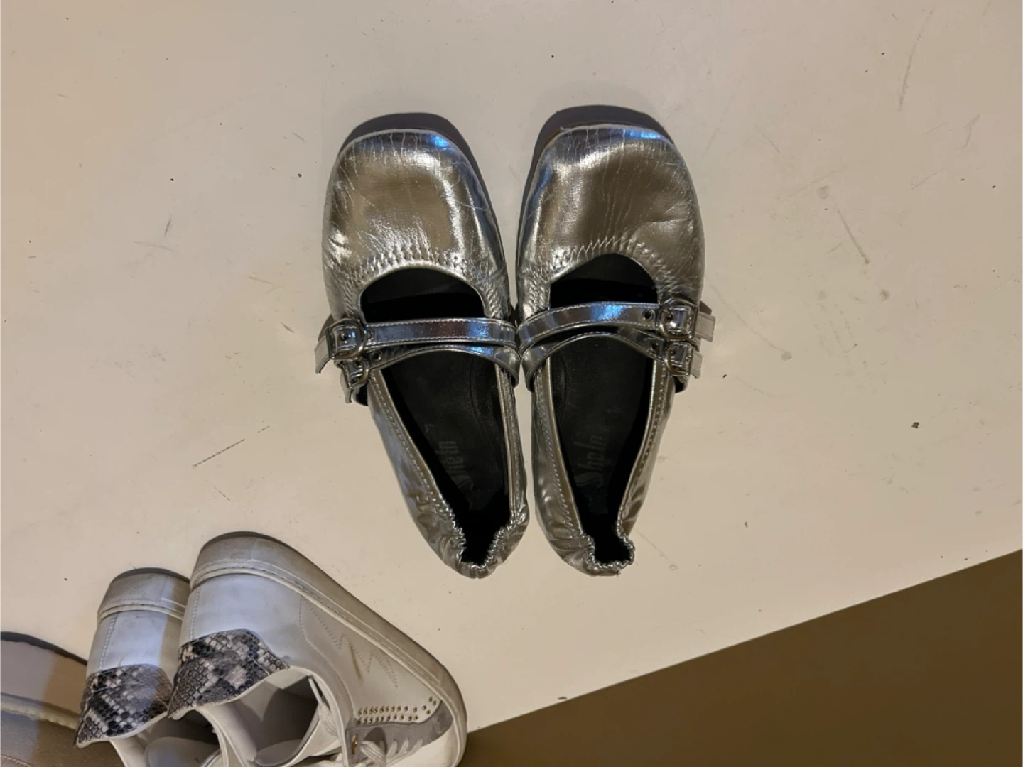 Shein Silver Ballet Flats, Size 10