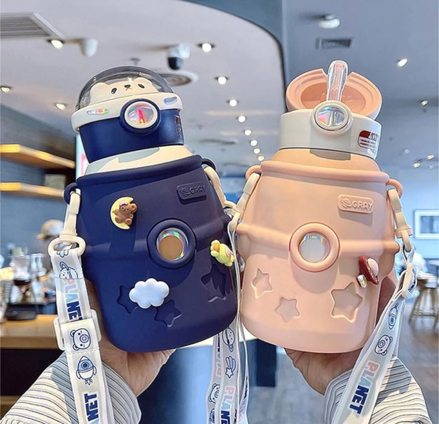 GRAY Planet Water Bottle with Strap 500ml - photo 2