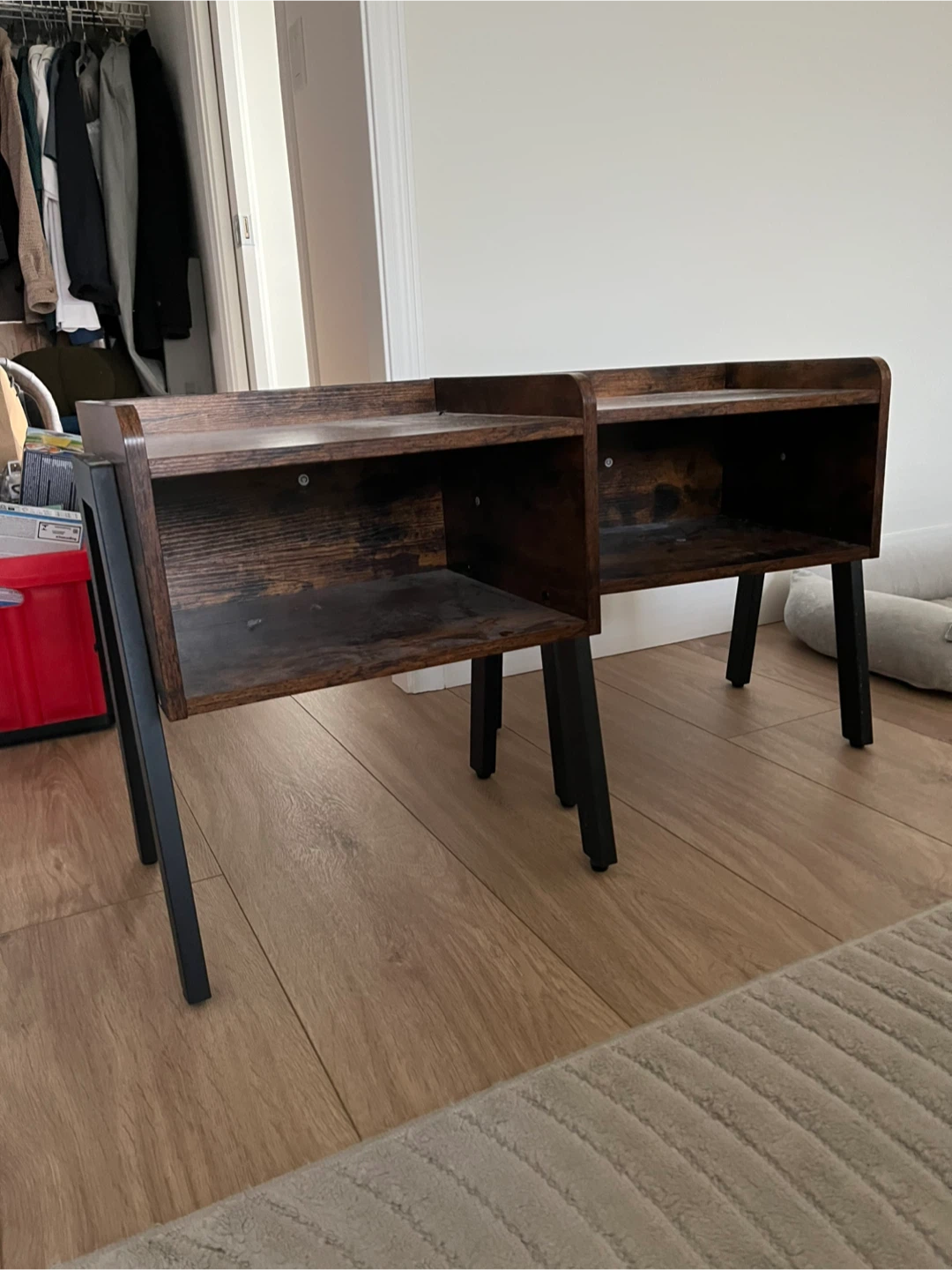 Set of 2 Brown Wood Nightstands