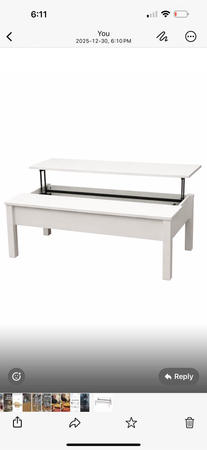 White Lift-Top Coffee Table - photo 2