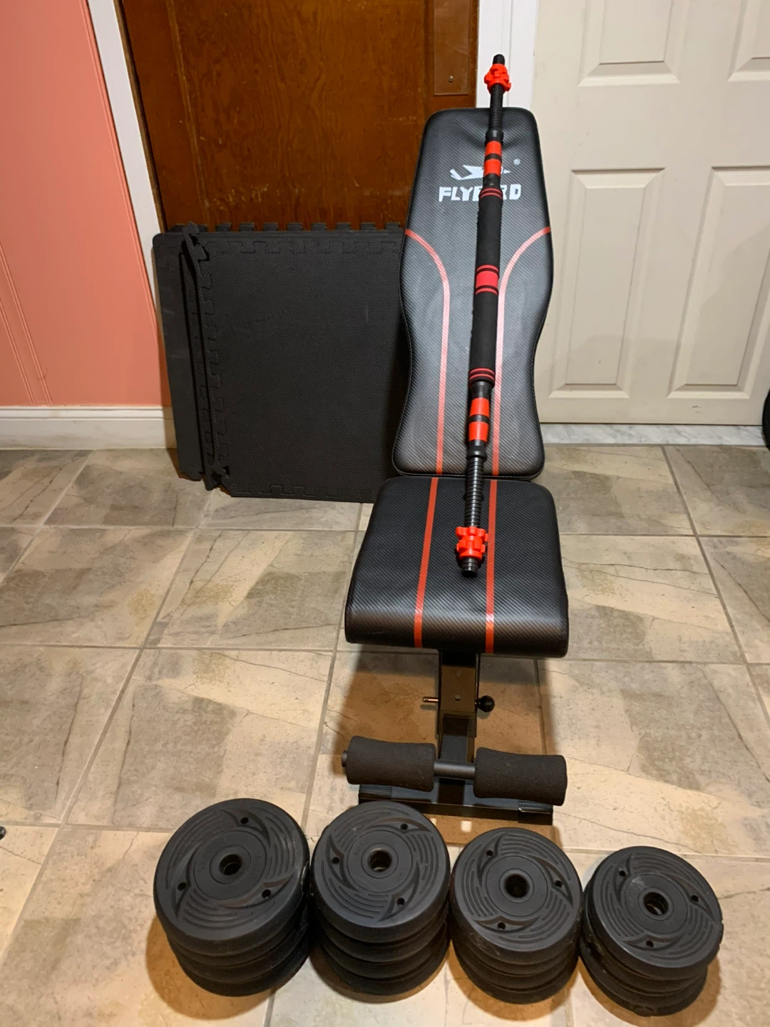 Flybird Weight Bench with Barbell and Weights - photo 2