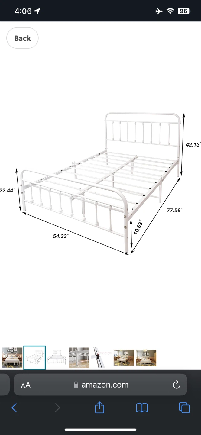 (MOVE OUT SALE) White Metal Bed Frame (Full Size) - photo 3