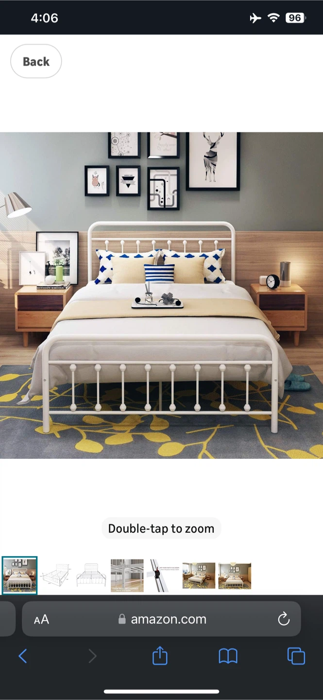(MOVE OUT SALE) White Metal Bed Frame (Full Size) - photo 2