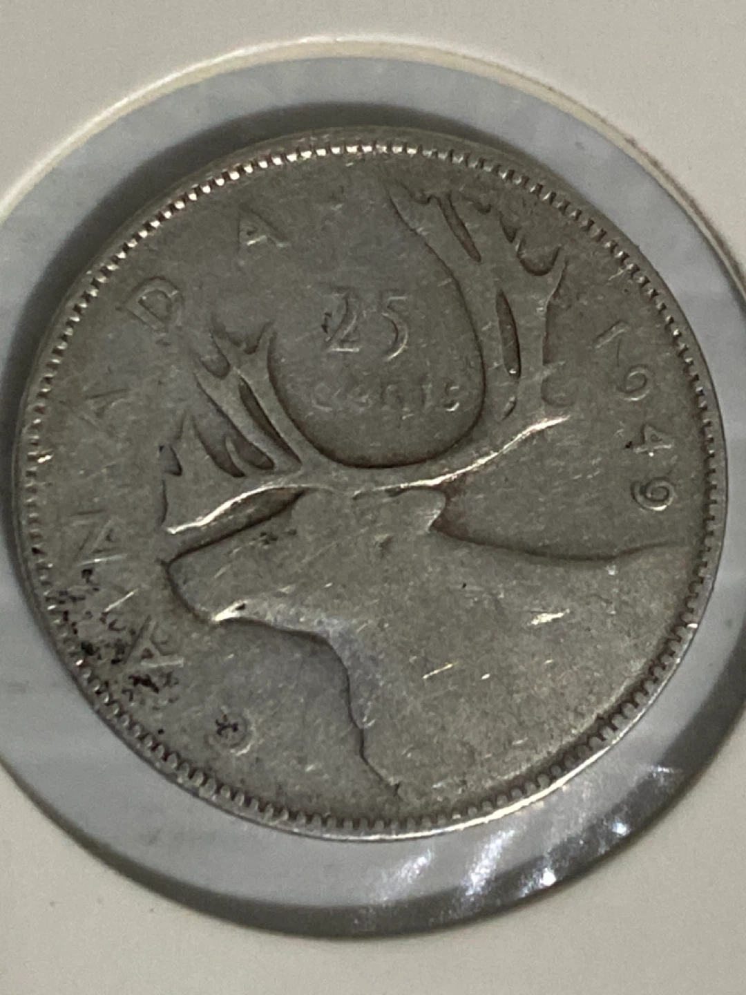 1949. Silver  Canadian Quarter - photo 2