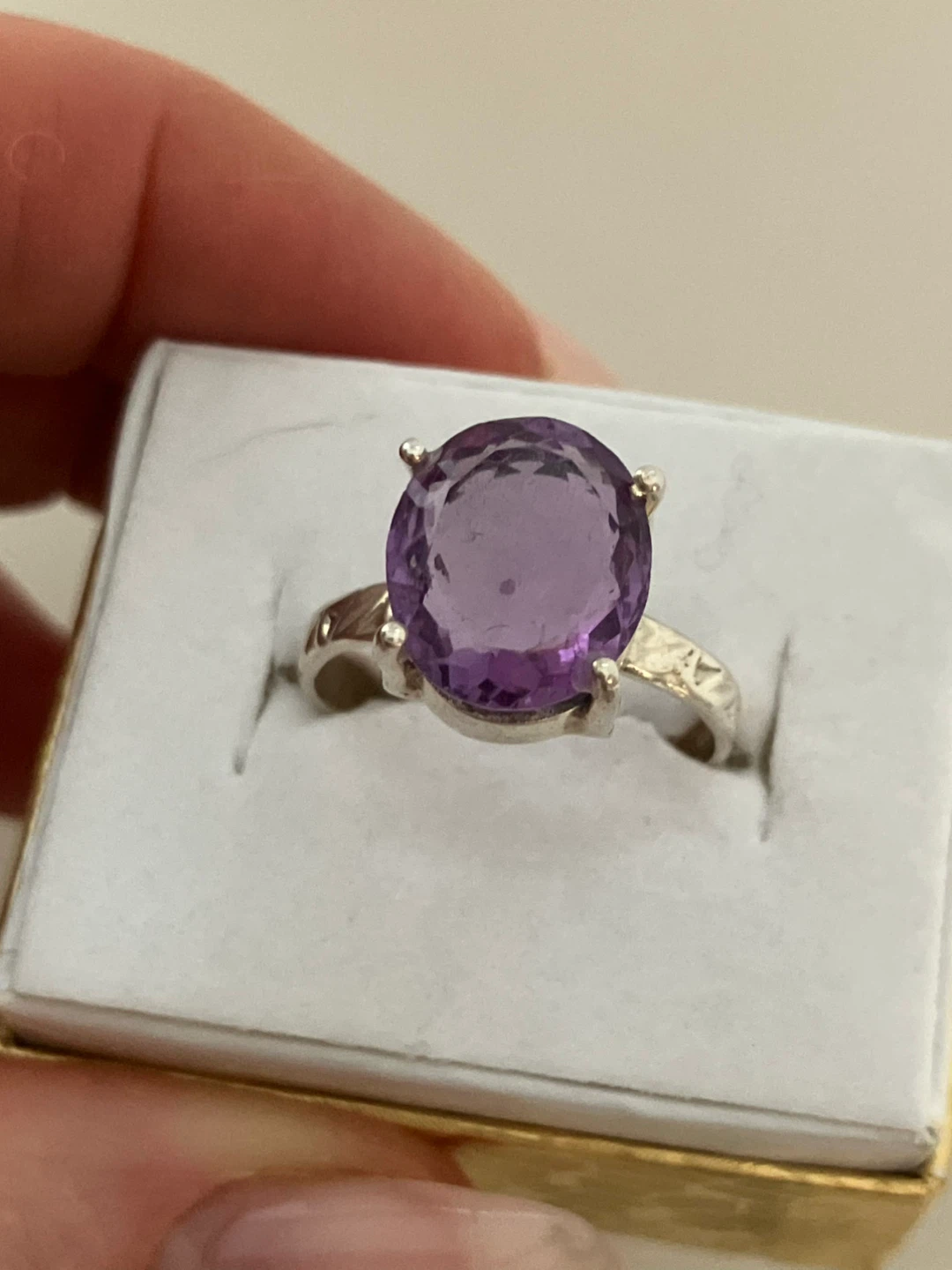 Sterling Silver Ring with Amethyst Stone, Size 7.75 - photo 4