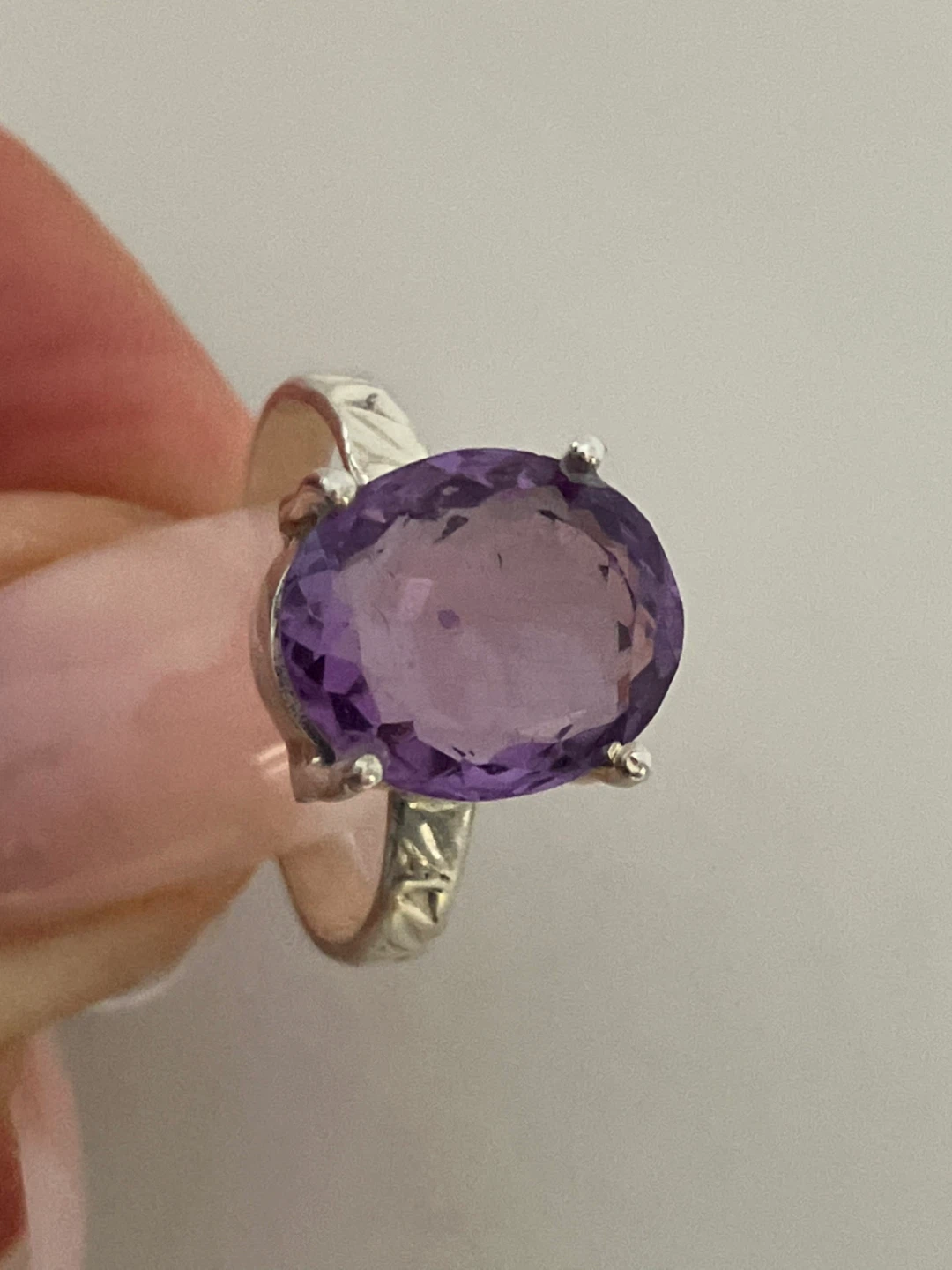 Sterling Silver Ring with Amethyst Stone, Size 7.75 - photo 3