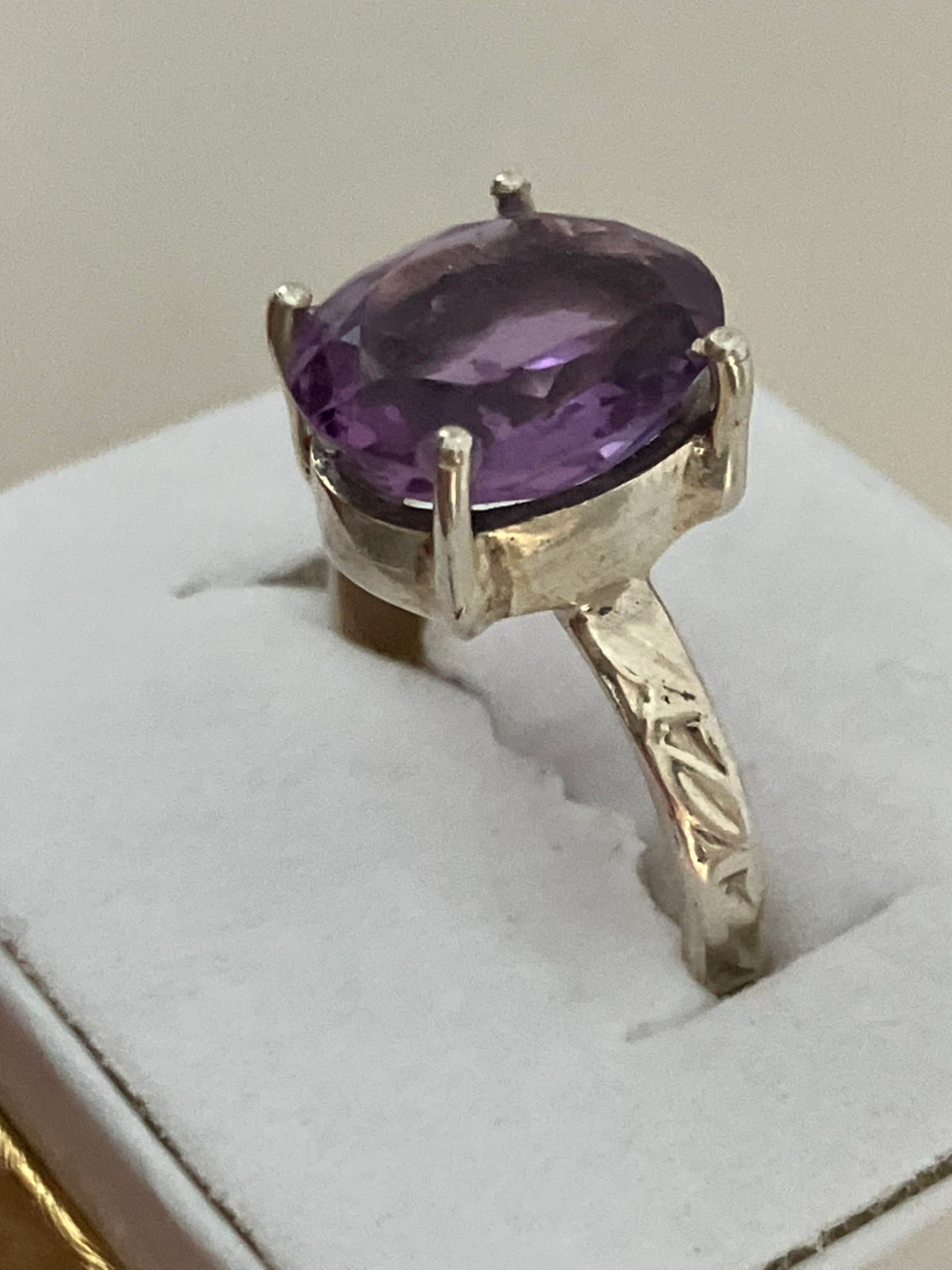 Sterling Silver Ring with Amethyst Stone, Size 7.75 - photo 2
