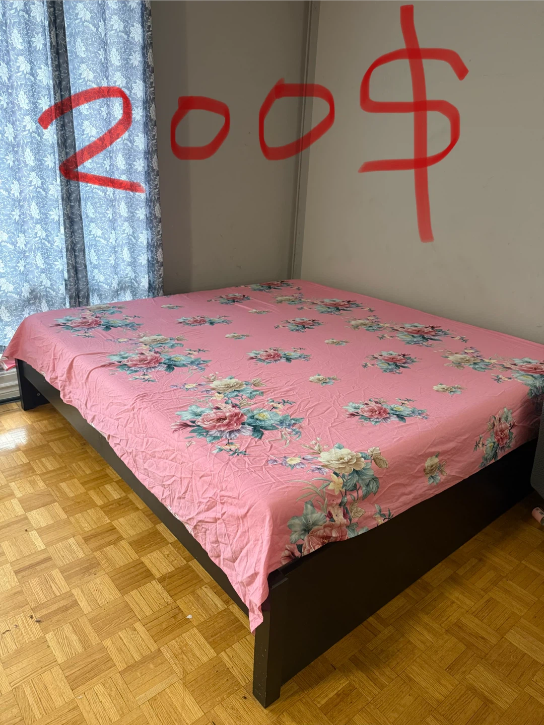 Black Bed Frame - King Size with Firm Mattress