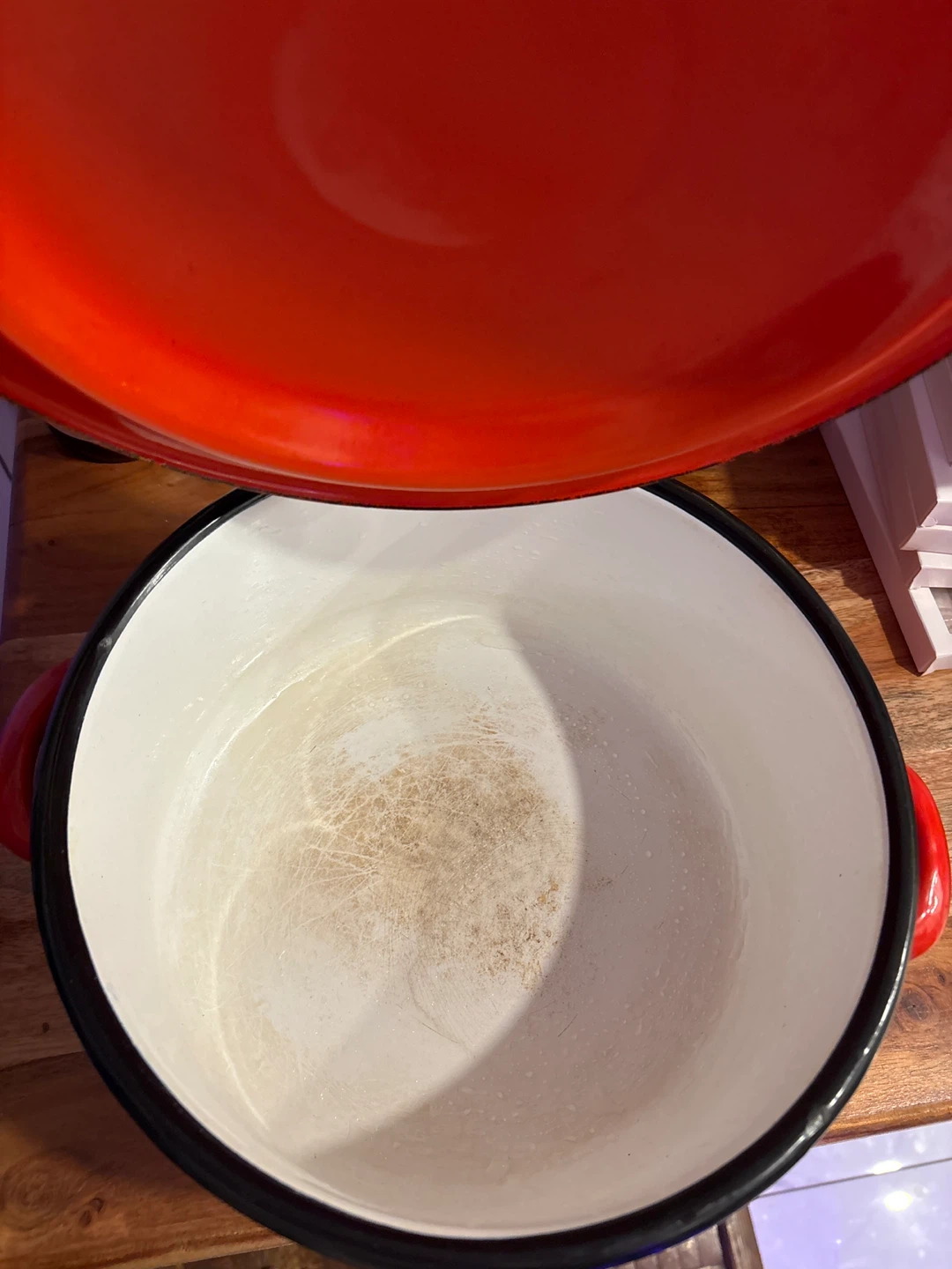 Vintage Orange Enamel Stock Pot with Lid - photo 2