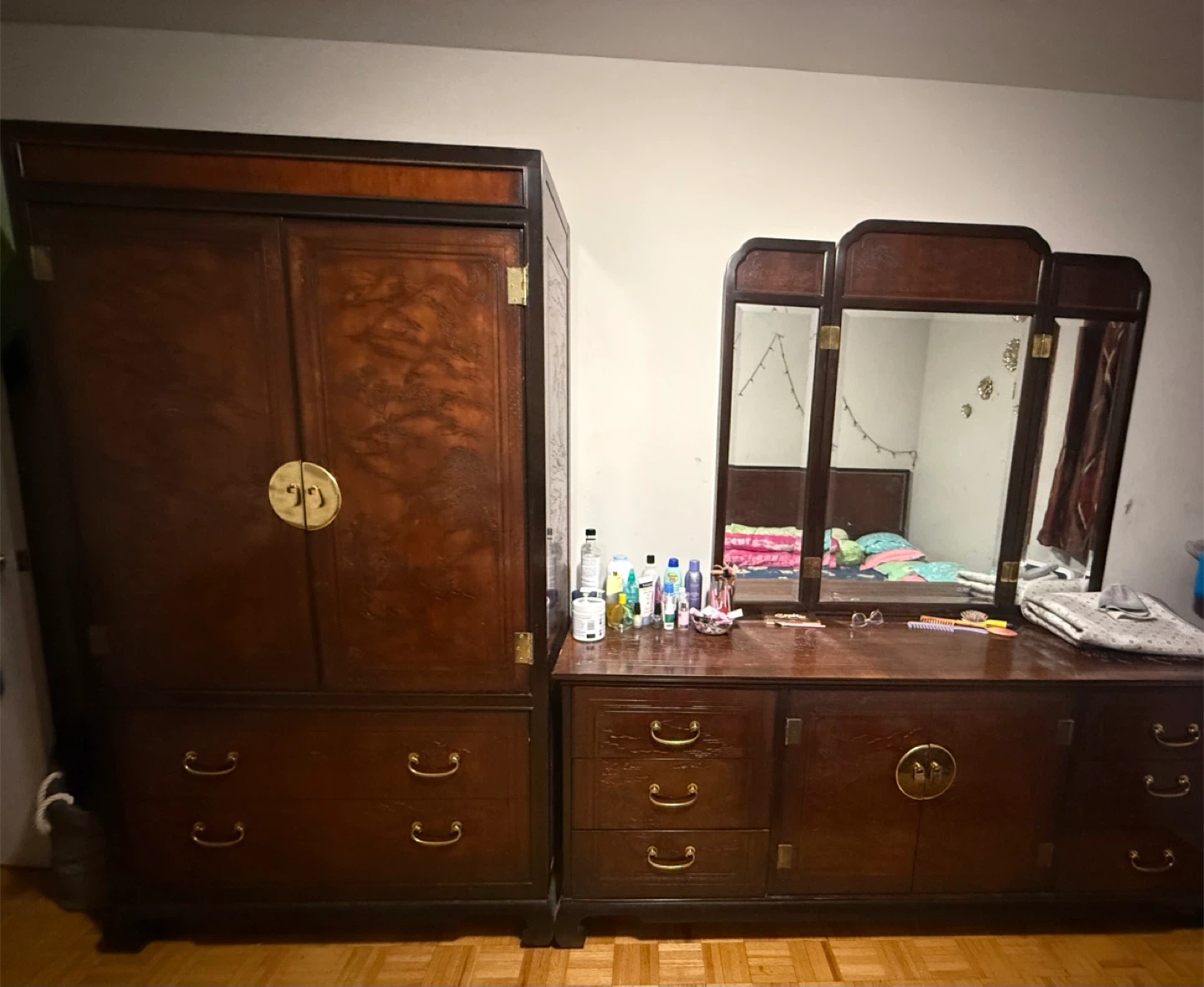 Wooden Armoire and Dresser Set - photo 2
