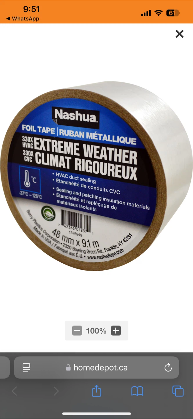 Nashua Extreme Weather Foil Tape 48mm x 9.1m