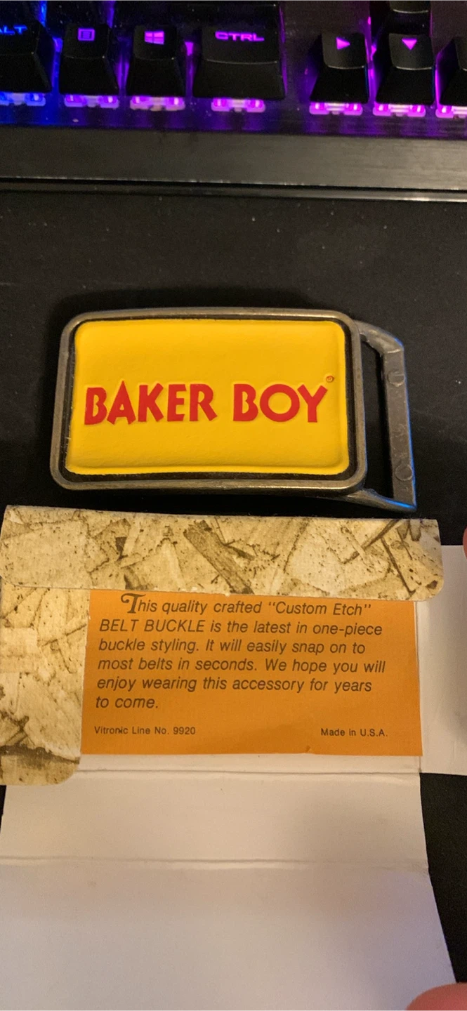 Baker Boy Belt Buckle - Custom Etch, New
