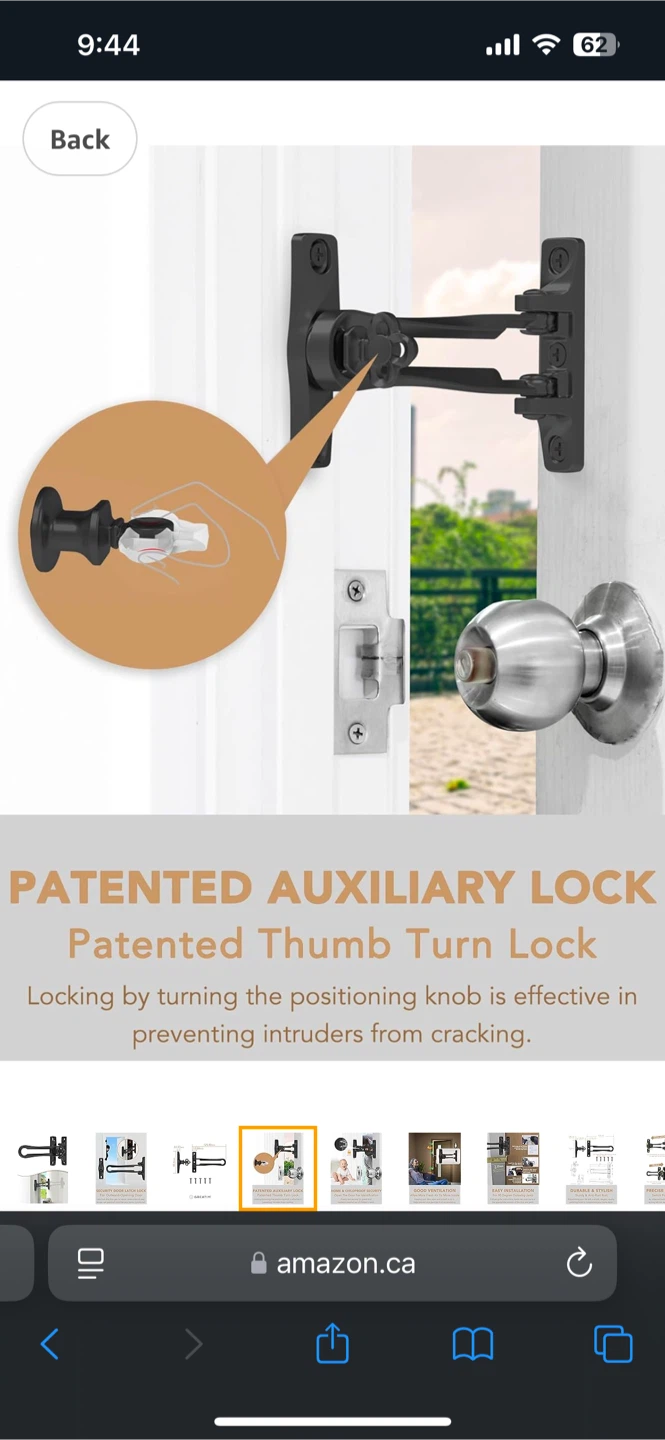 Security Door Latch Lock, Black - photo 4