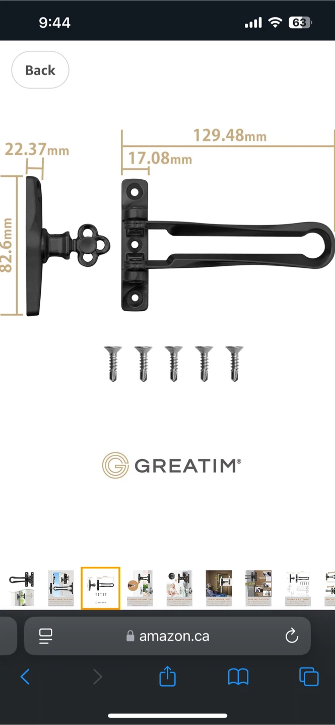 Security Door Latch Lock, Black - photo 3