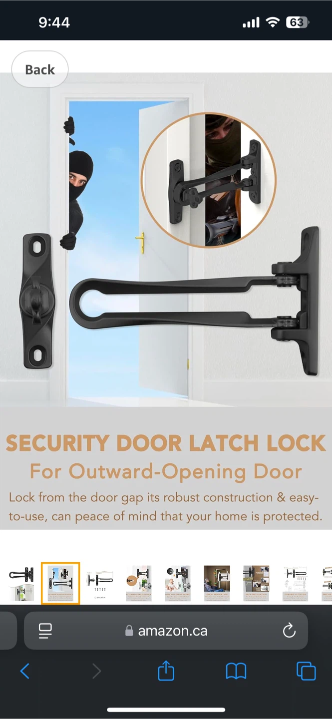 Security Door Latch Lock, Black - photo 2