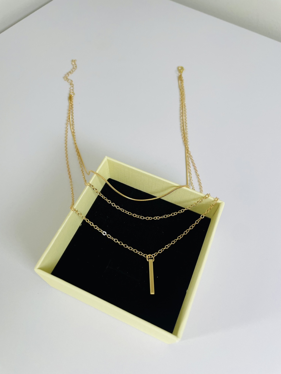 Gold Layered Necklace with Pendant, New