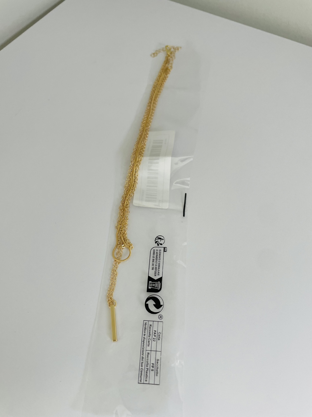 Gold Layered Necklace with Pendant, New - photo 4