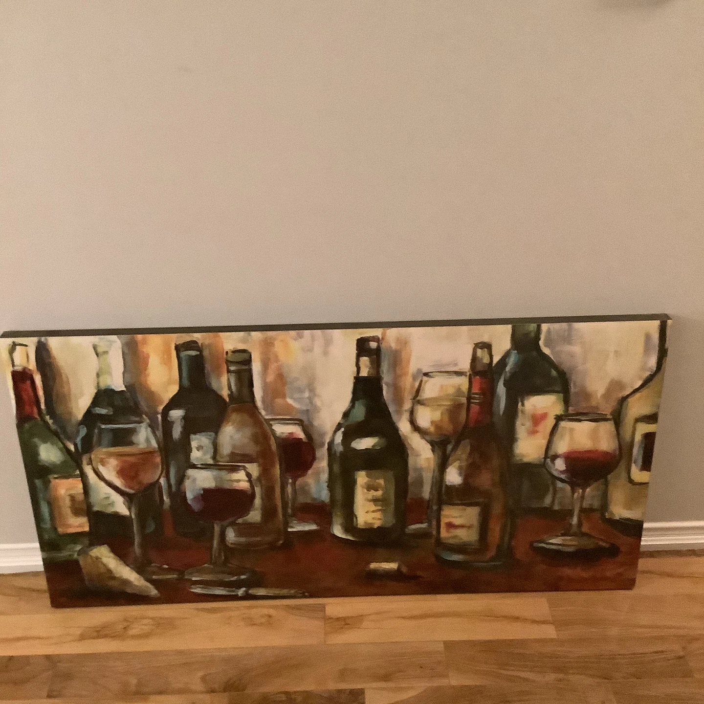 Wine Bottle & Glass Canvas Painting