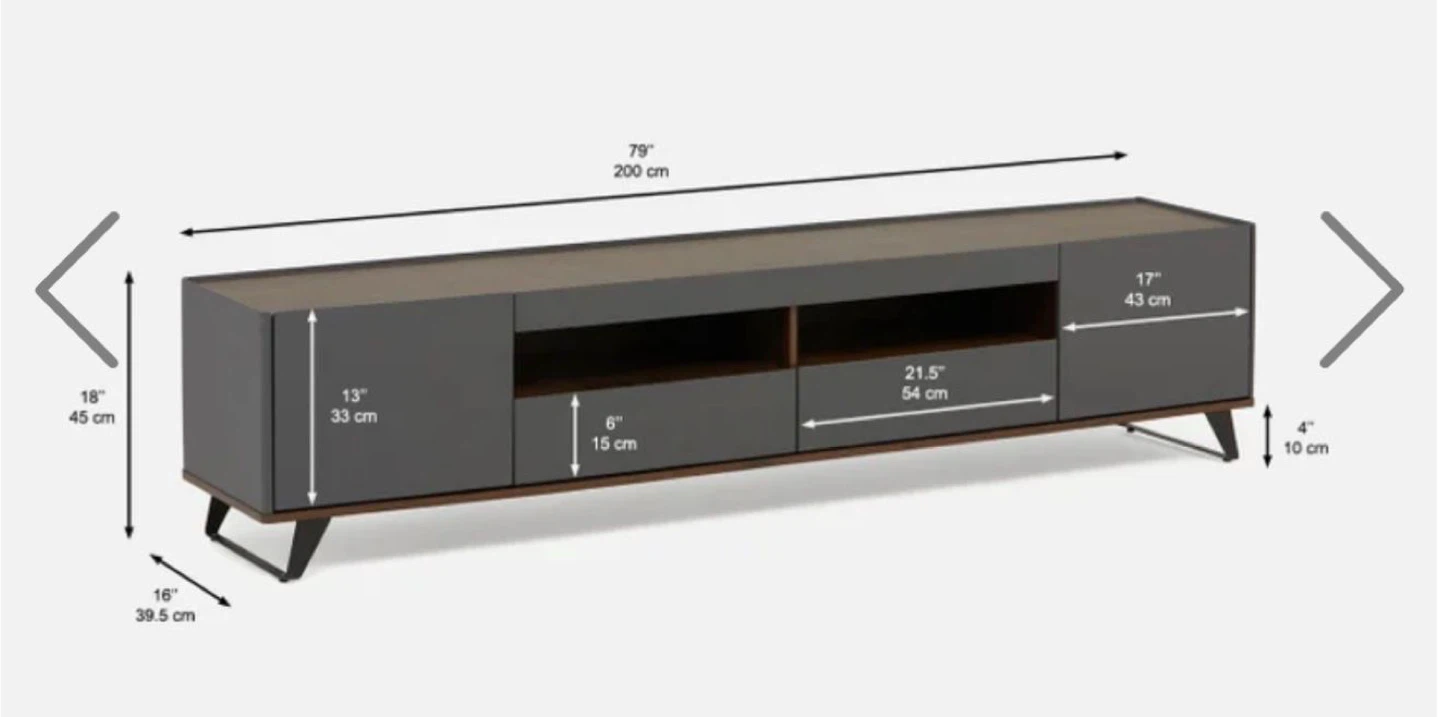 Modern Grey & Brown TV Stand - 79" Long - photo 3