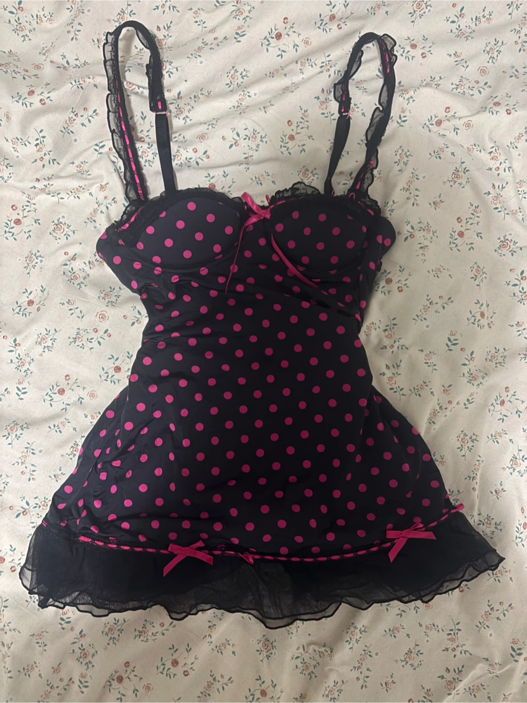 La senza Black & Pink Polka Dot Lingerie