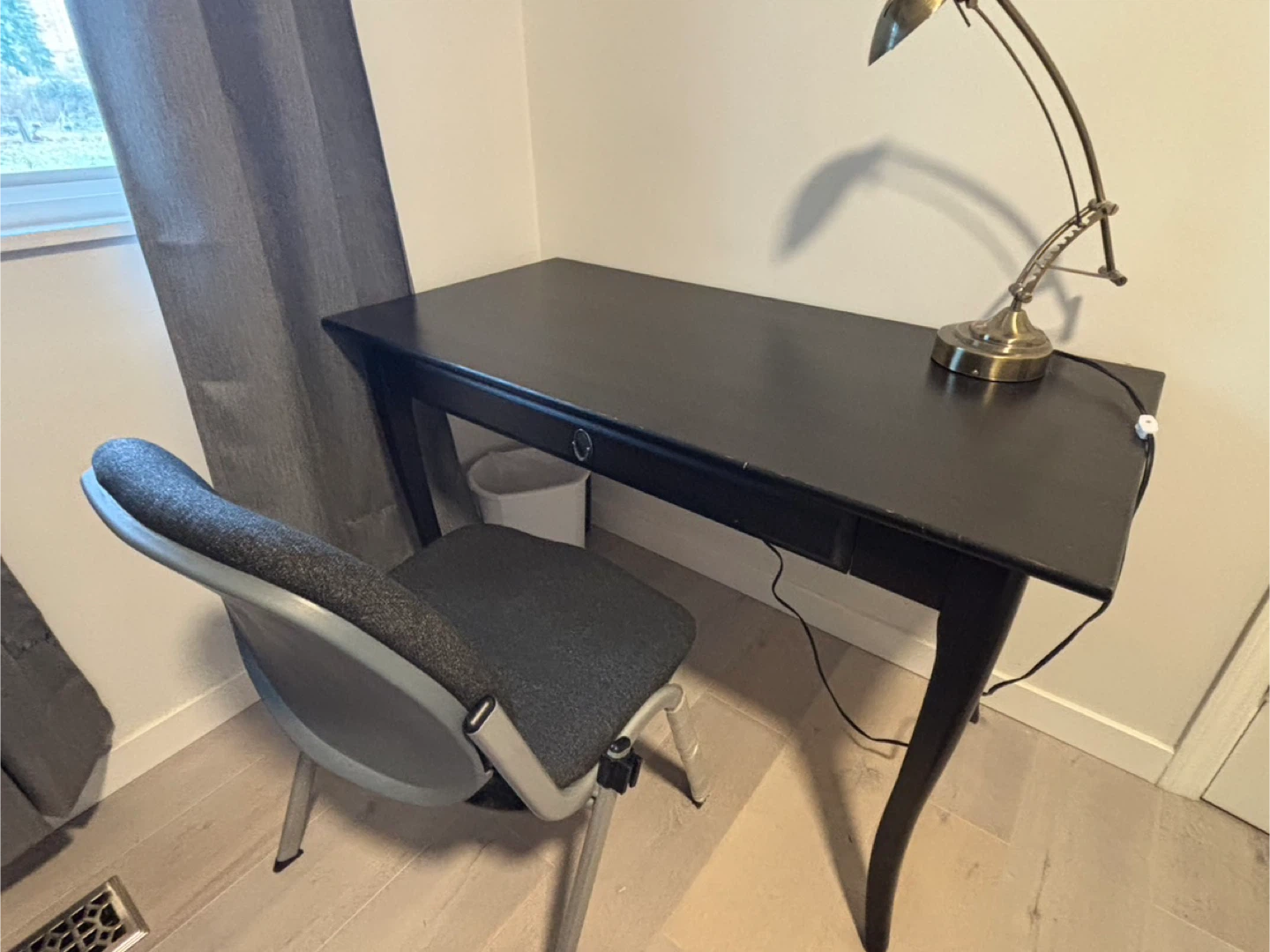 Black Desk and Grey Chair Set
