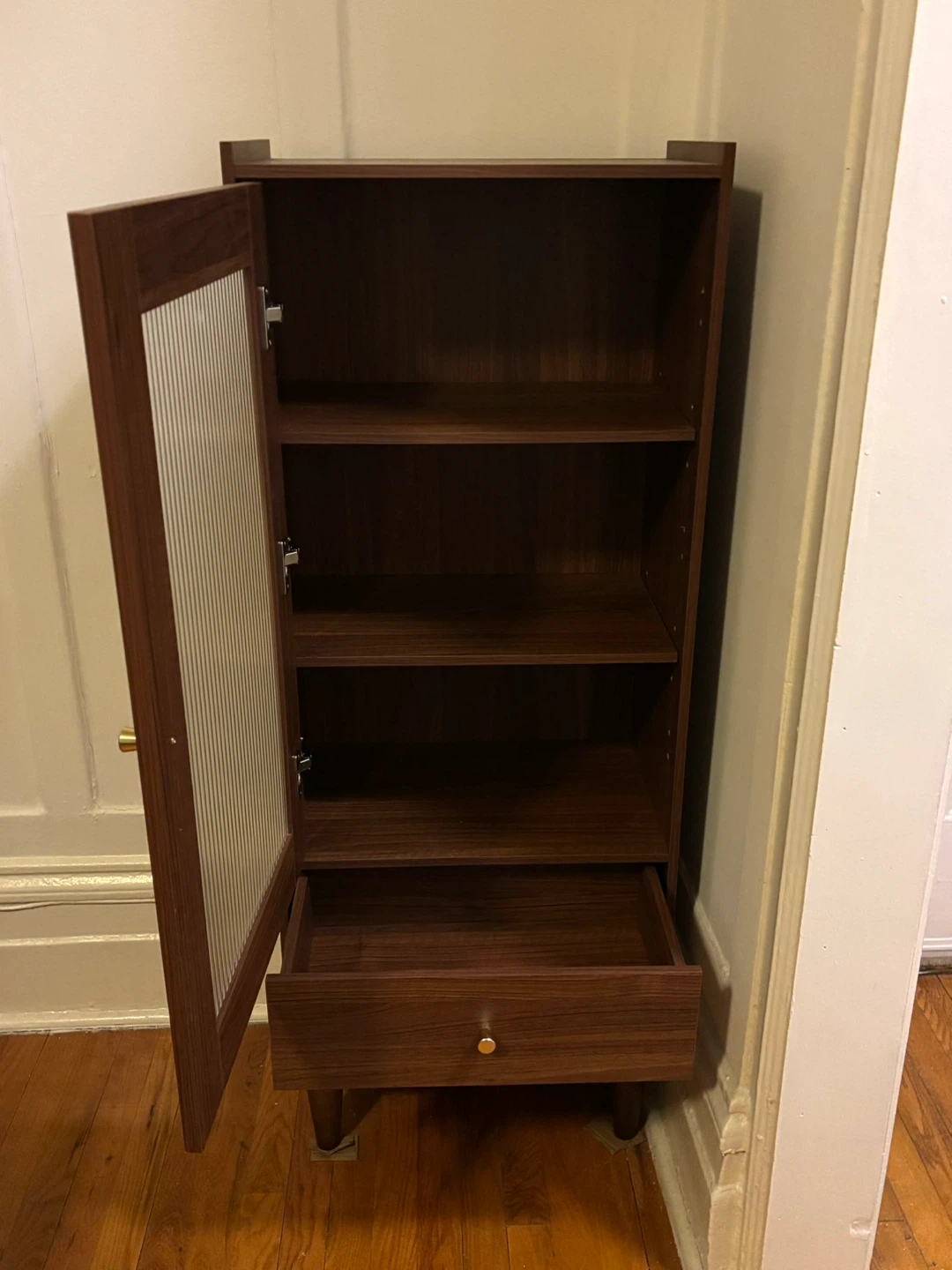 Brown Wood Cabinet with Glass Door - photo 2