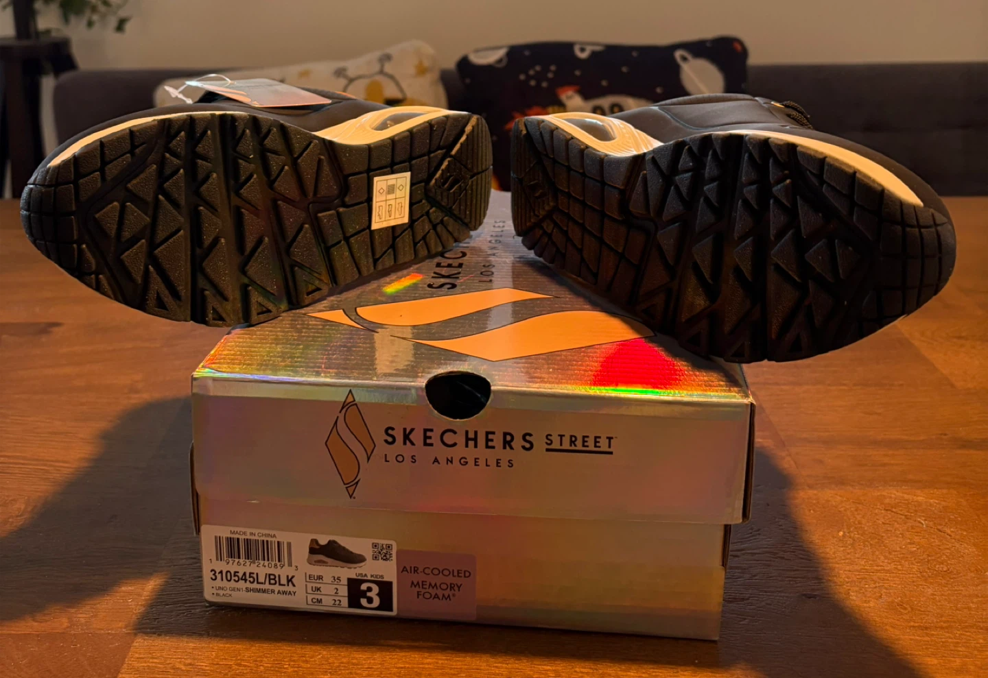 New Skechers Street Uno Gen1 Shimmer Away Kids Size 3 - photo 4
