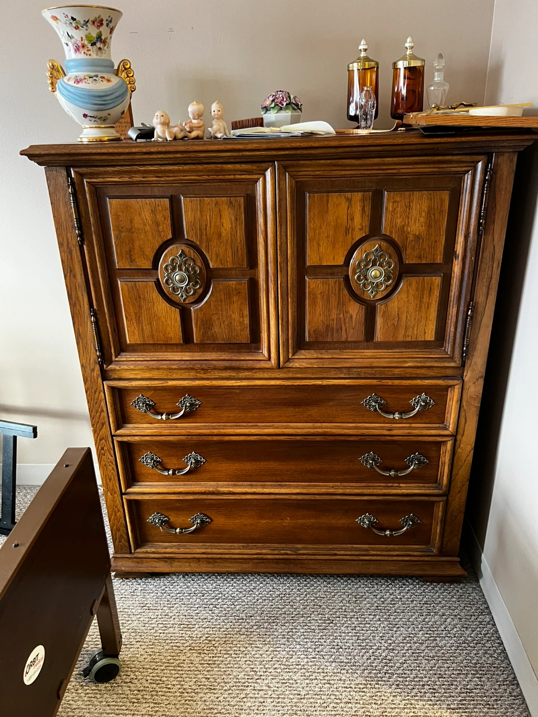Vintage Wood Bedroom Set - Dresser, Armoire, Nightstands - photo 3