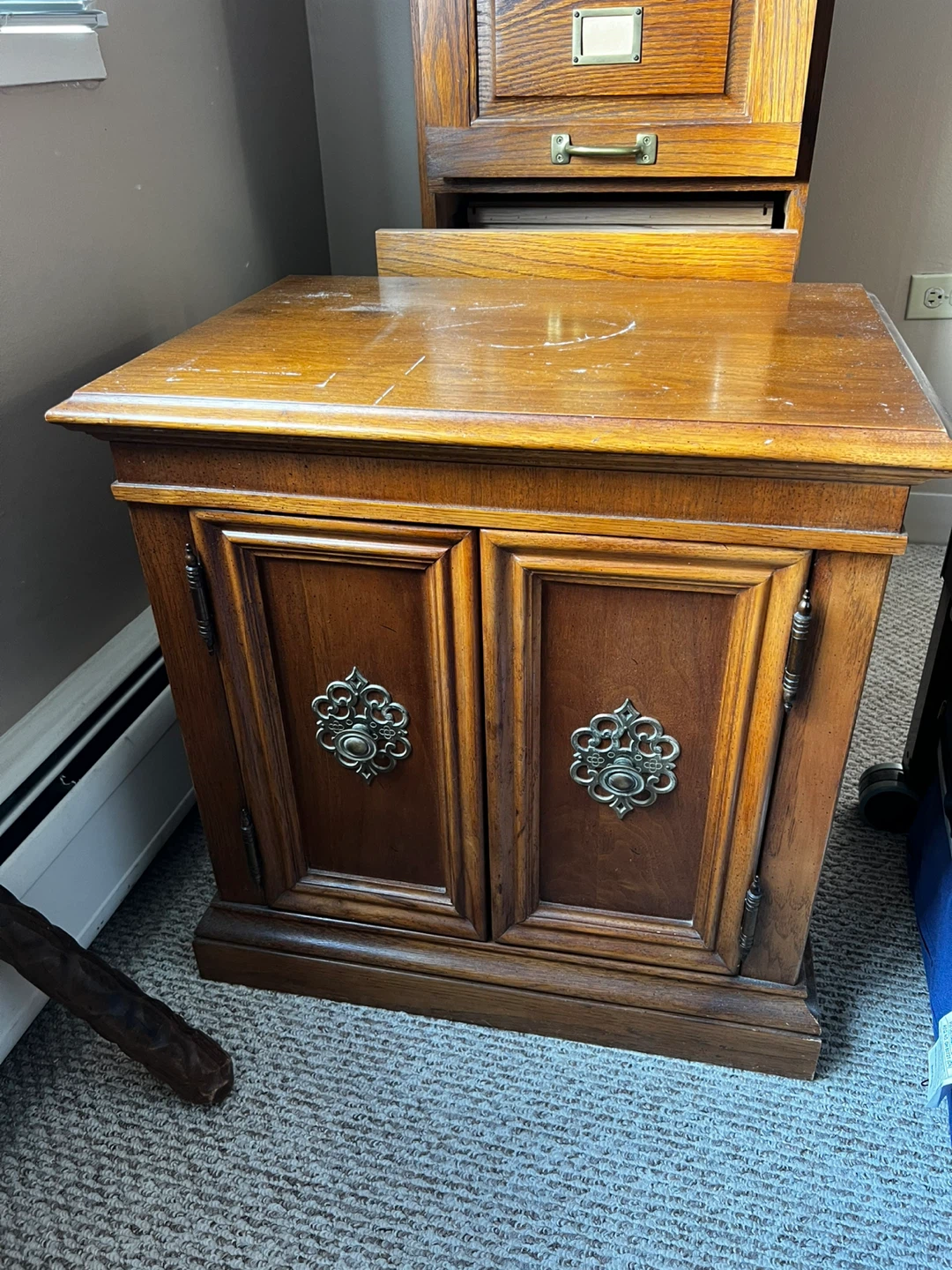 Vintage Wood Bedroom Set - Dresser, Armoire, Nightstands