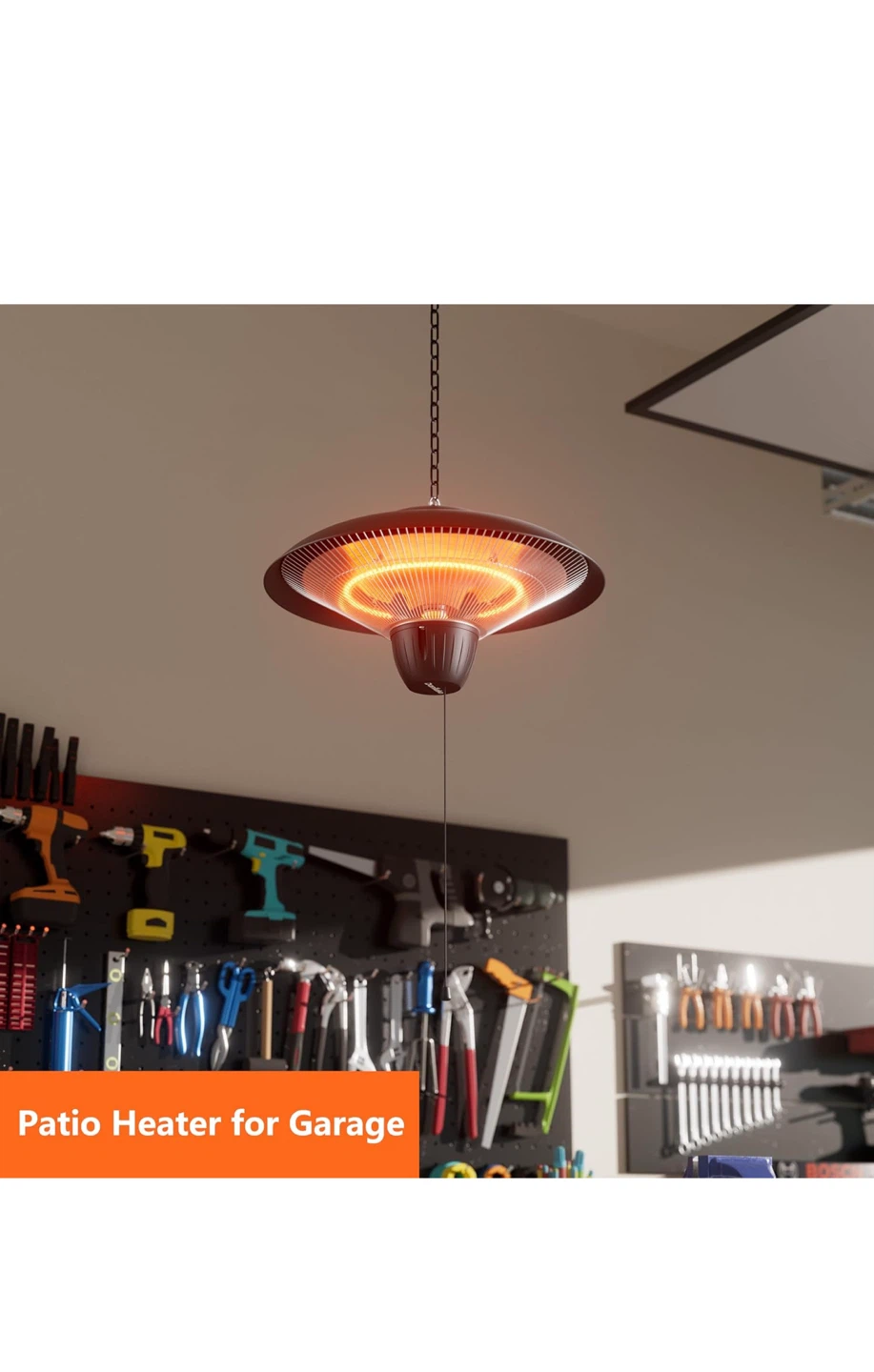 Donyer 1500W Electric Infrared Hanging Patio Heater - Black - photo 2