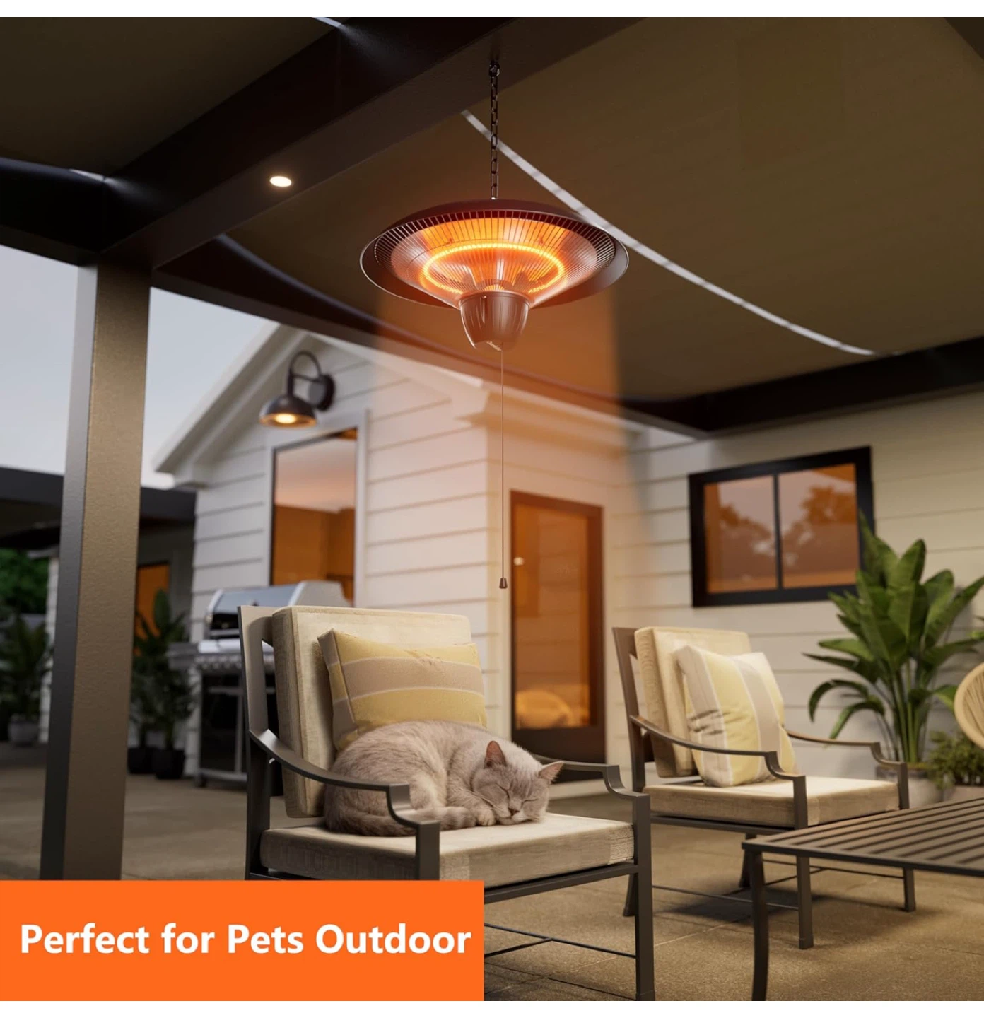 Donyer 1500W Electric Infrared Hanging Patio Heater - Black