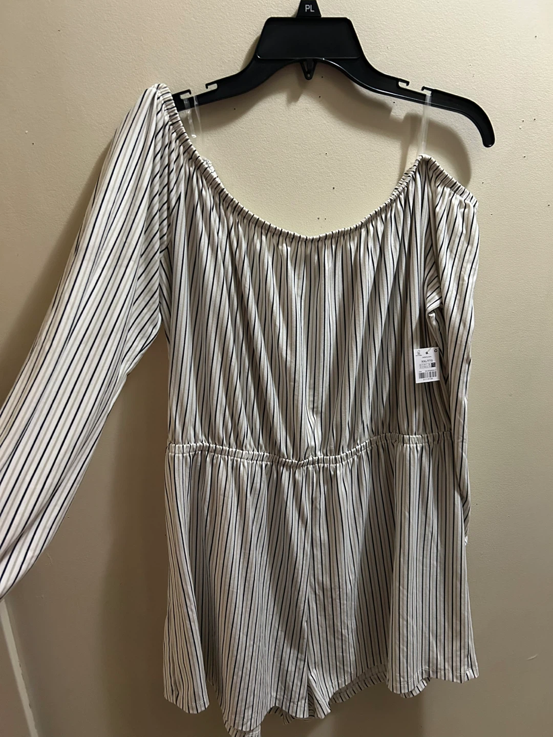Striped Off-Shoulder Romper, Size XXL - photo 3