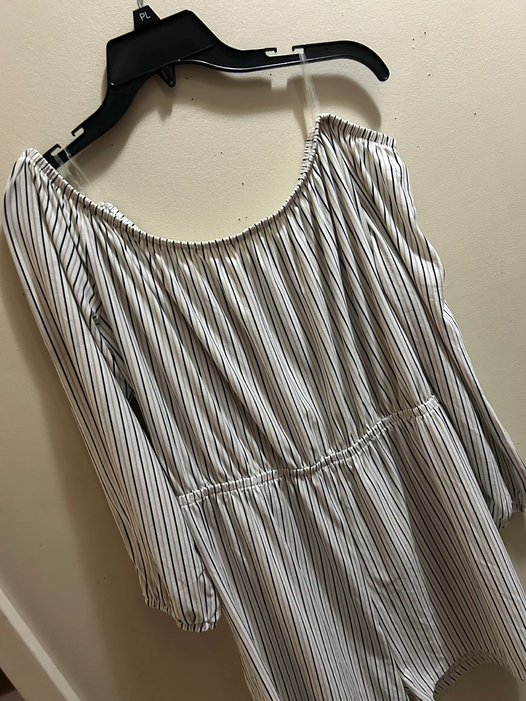 Striped Off-Shoulder Romper, Size XXL - photo 2