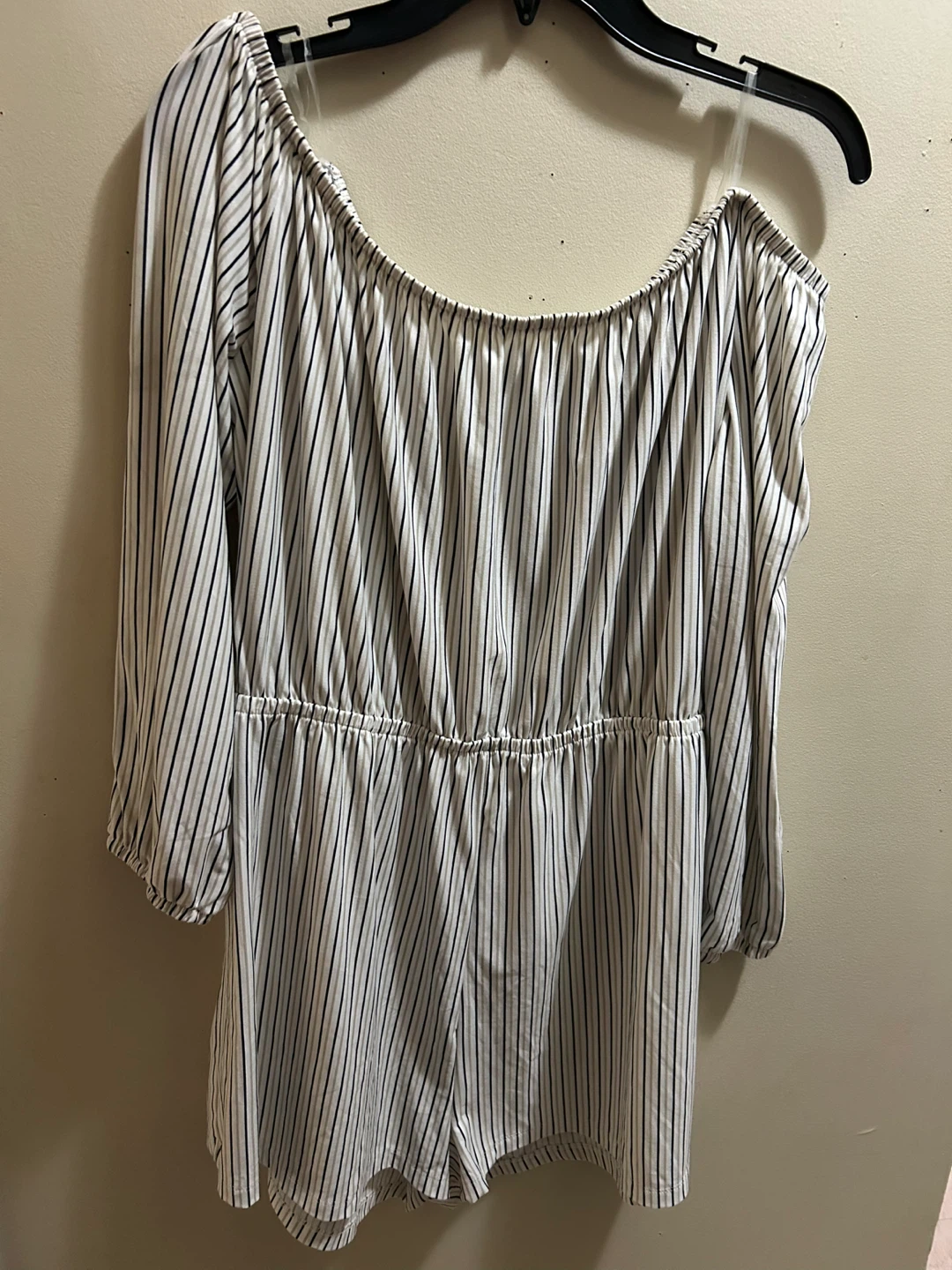 Striped Off-Shoulder Romper, Size XXL