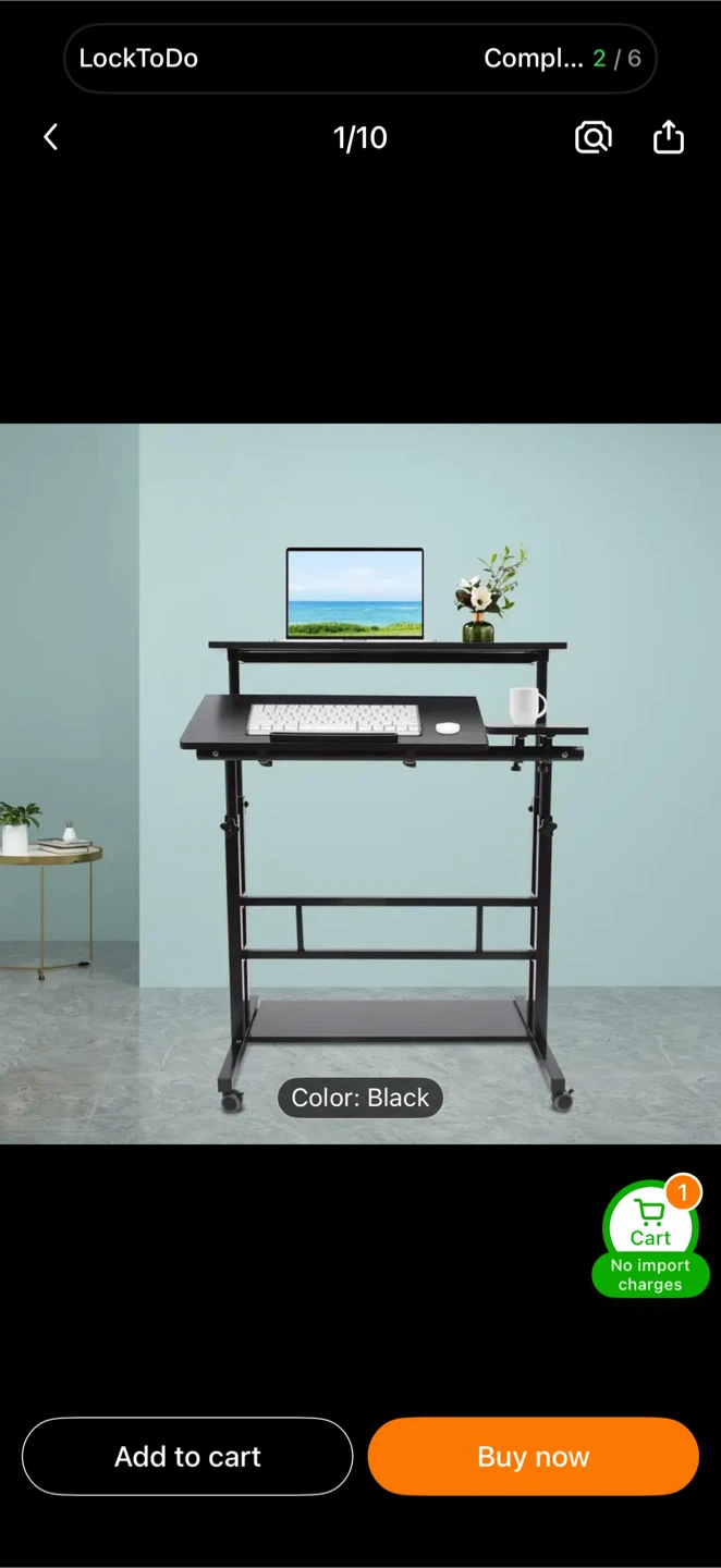 Adjustable Computer Laptop Desk - Black - photo 2