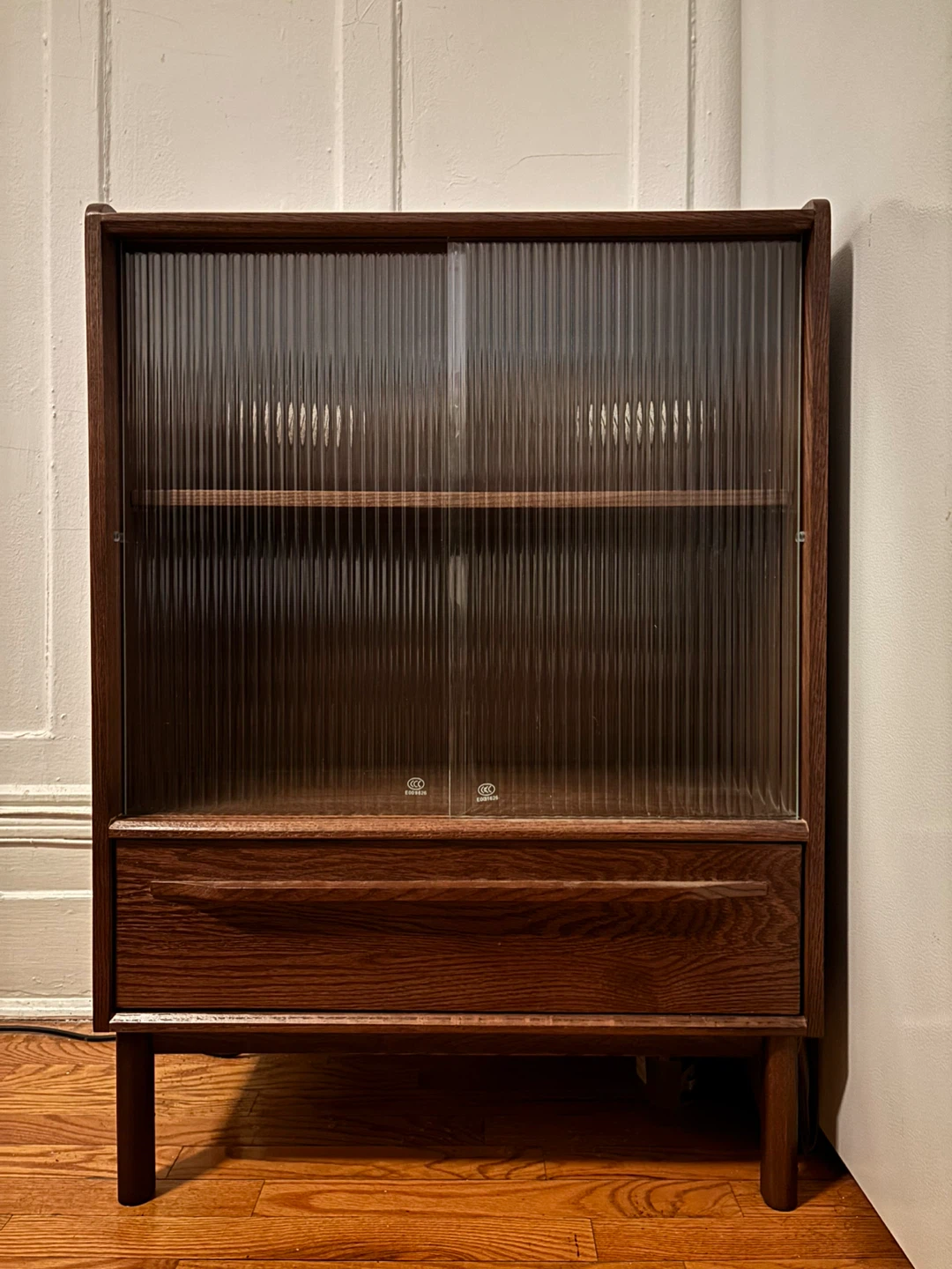 Brown Wood & Glass Display Cabinet