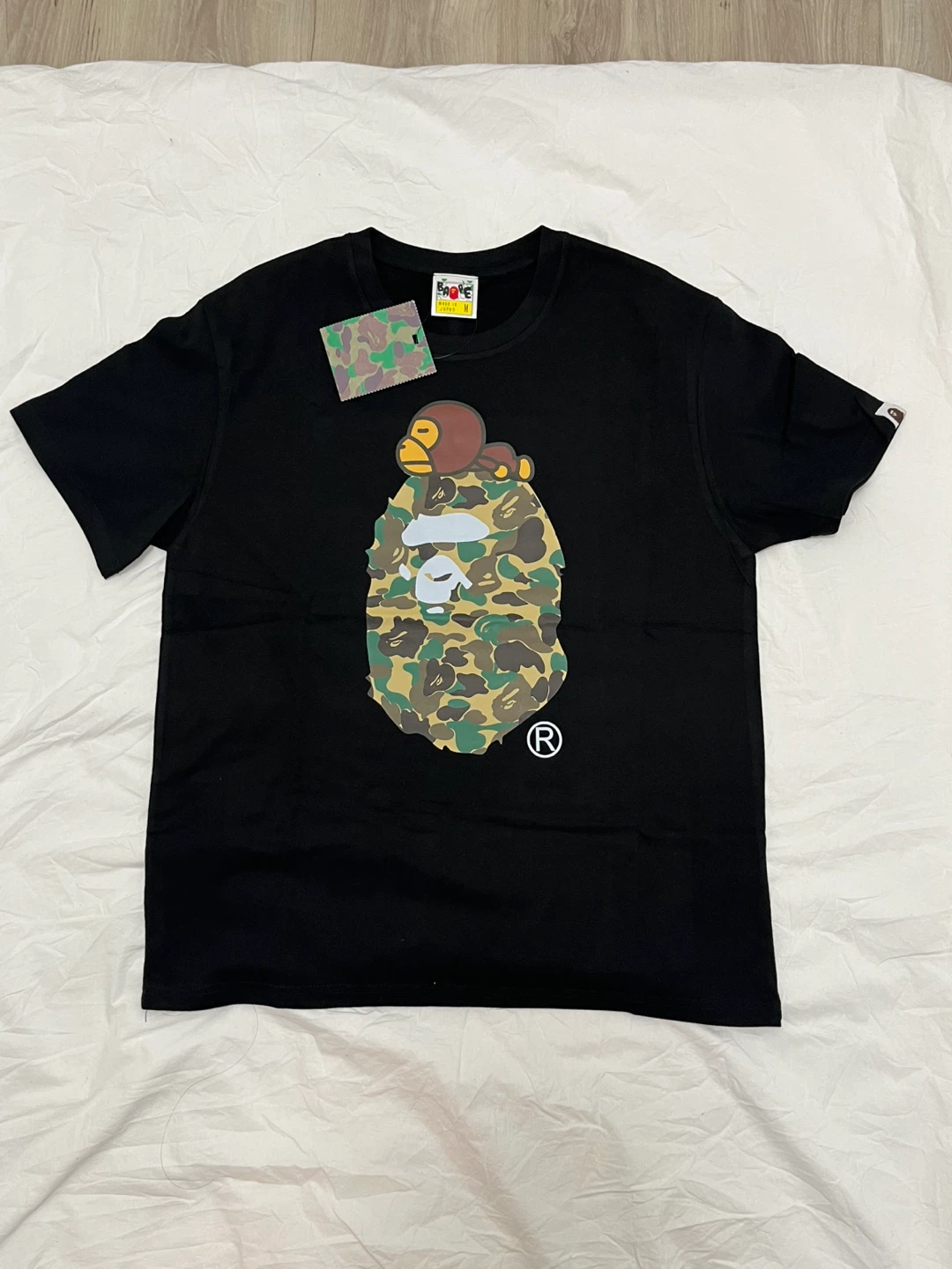 New A Bathing Ape BAPE Black Camo Tee - Size M