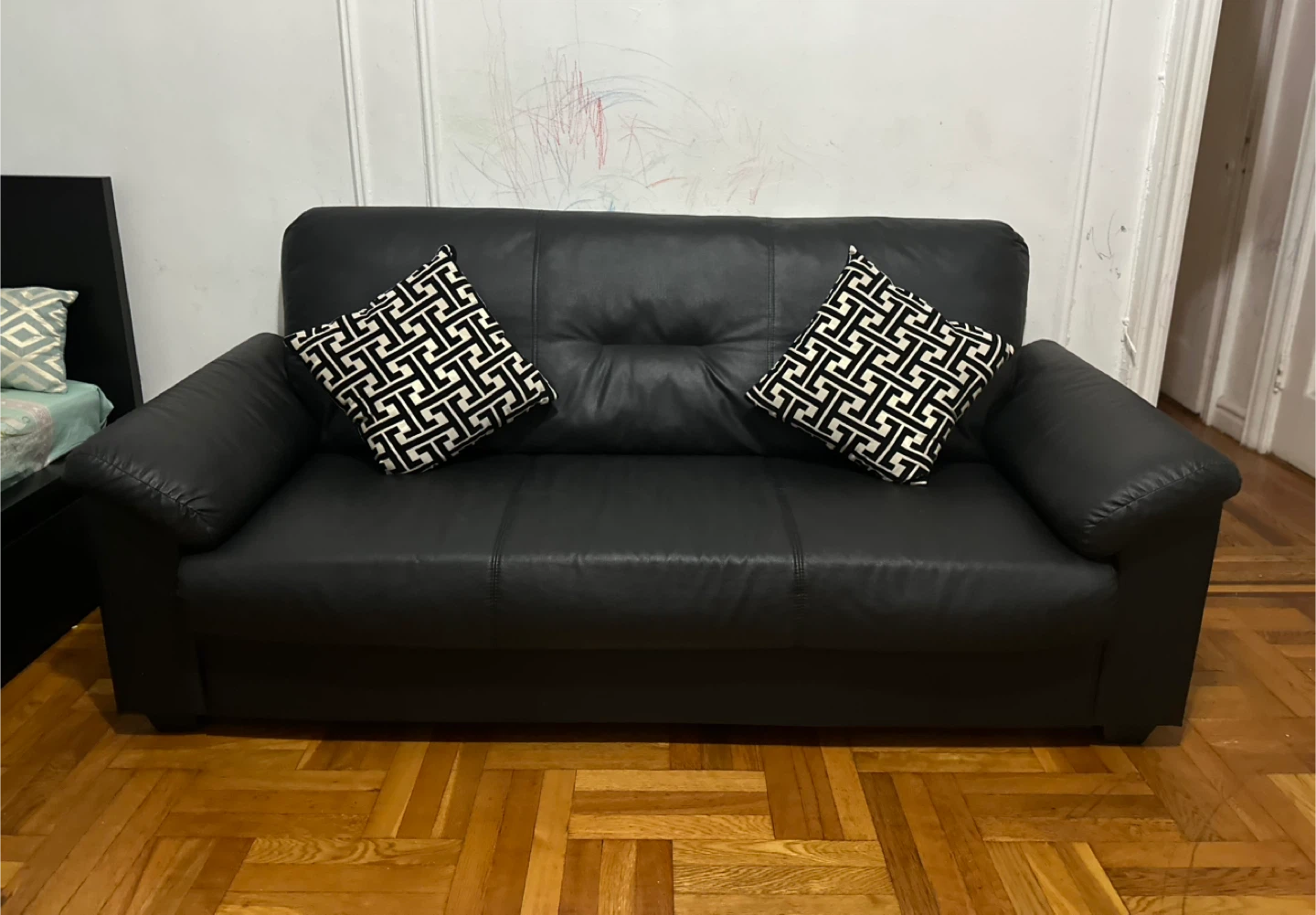 Ikea Black Leather sofa