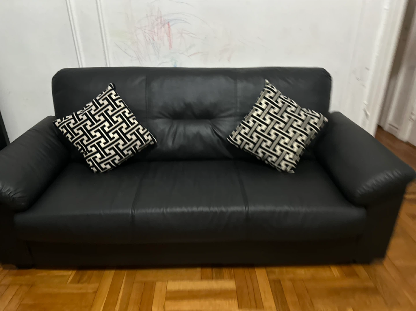 Ikea Black Leather sofa - photo 3