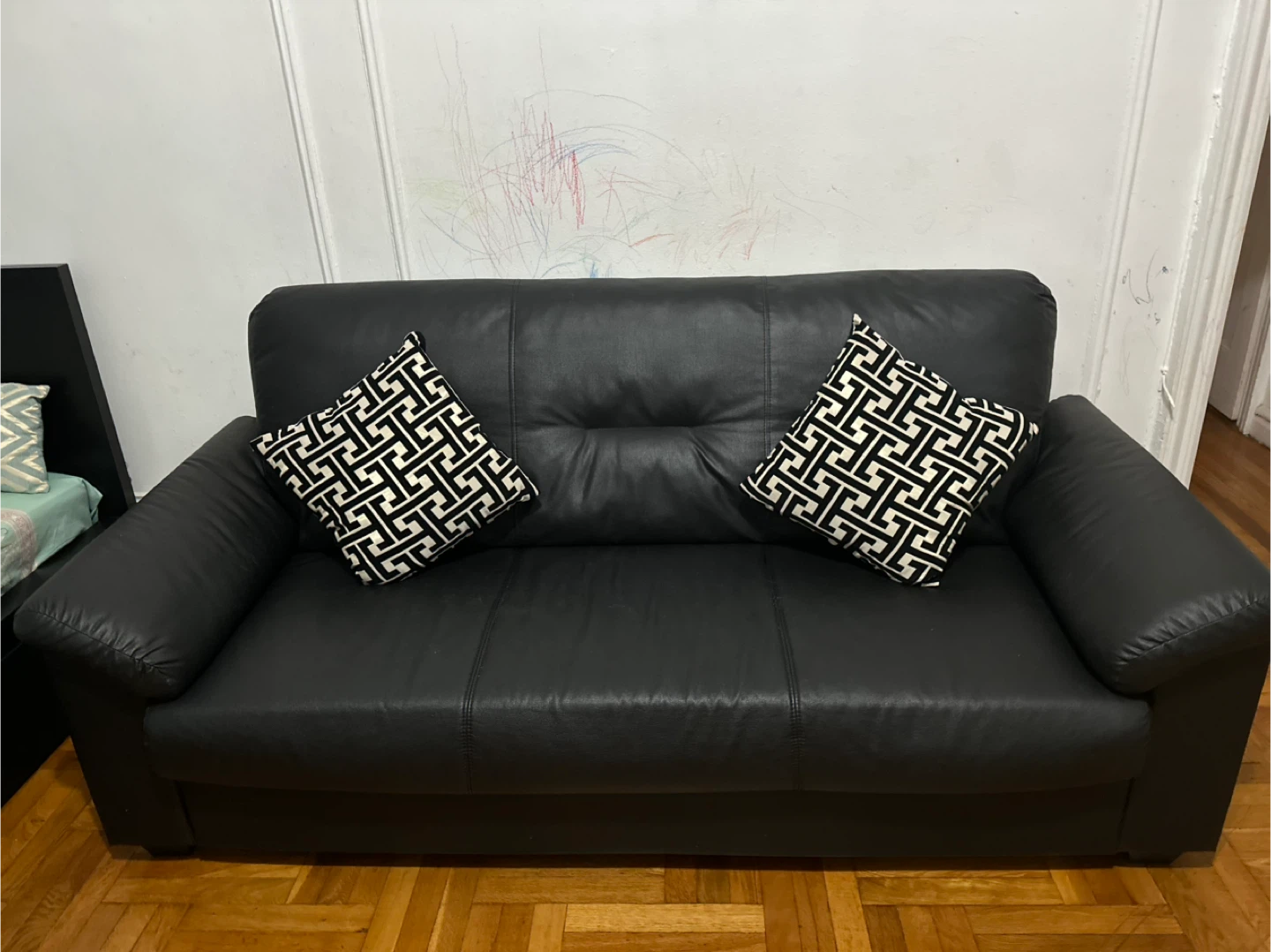 Ikea Black Leather sofa - photo 4