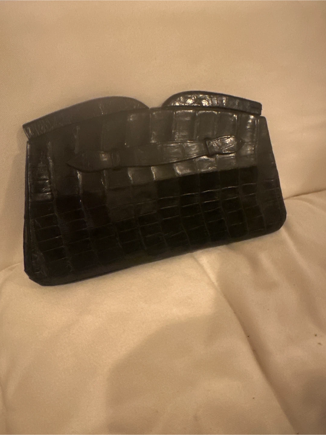 Vintage Black Alligator Clutch Purse - photo 2
