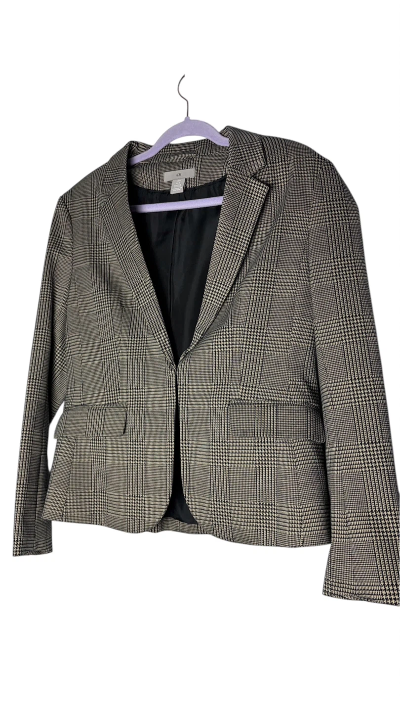 H&M Black and Tan Houndstooth Blazer - photo 3