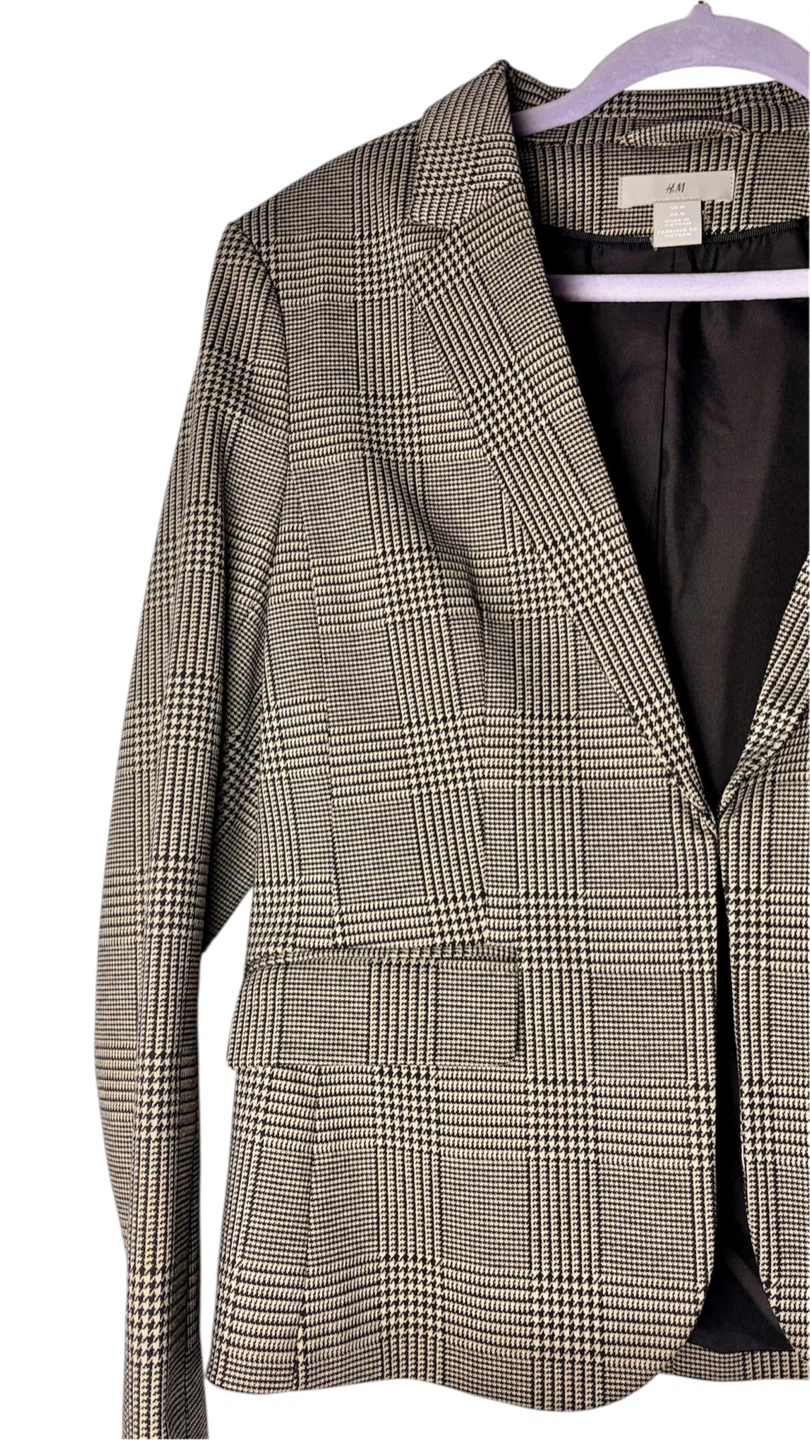 H&M Black and Tan Houndstooth Blazer - photo 2