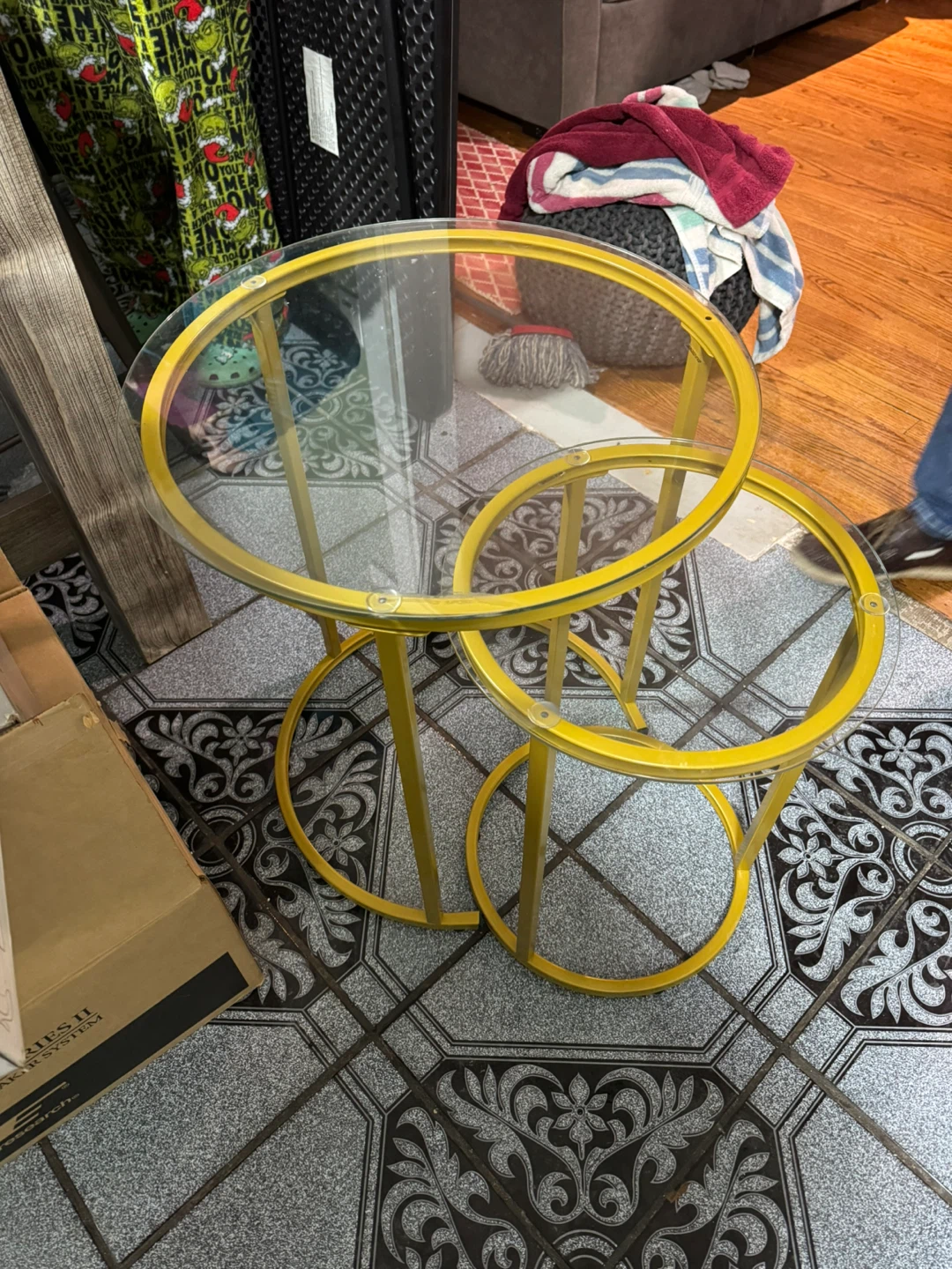 Gold Accent Table with Glass Top